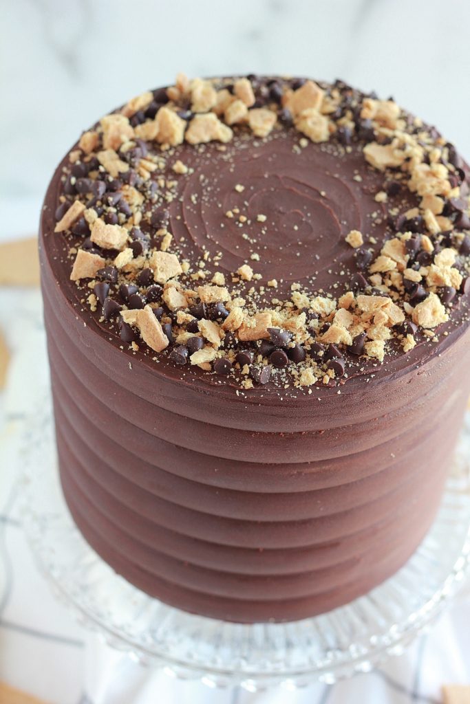 Chocolate Graham Cracker Cake Baking with Blondie